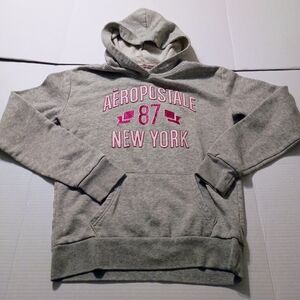 Aeropostale XS/TP Heather Gray Hoodie with Pink Lettering